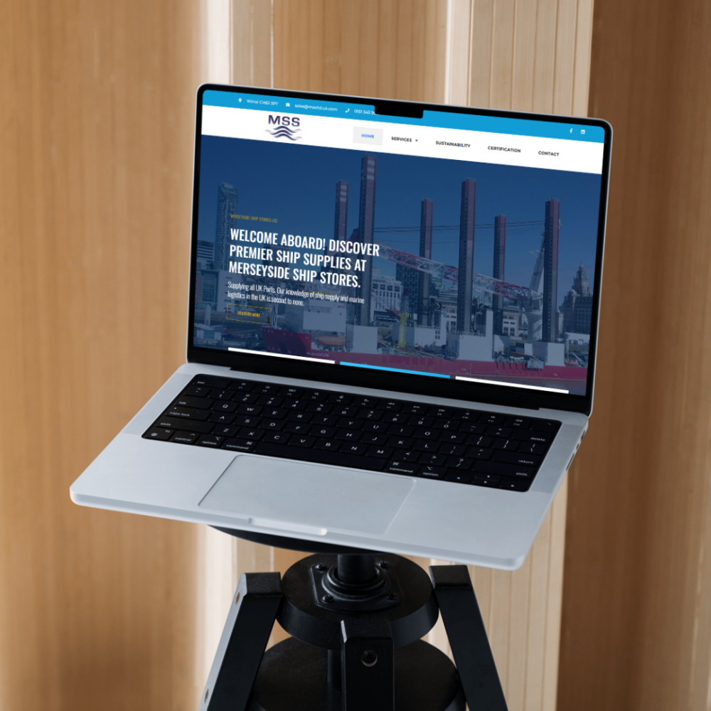 website mockup of MSS UK on laptop